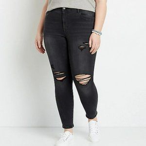 Vintage Black High Rise Ripped Jegging XL Long